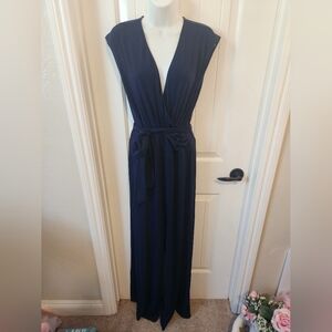 Lauren Ralph Lauren Wrapfront Belted Jumpsuit Navy Blue | Size L. | NWT